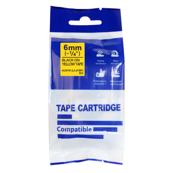 SBT tape for Epson LK2YBP 6mm x 8m Black on Yellow, standard label - Image 2